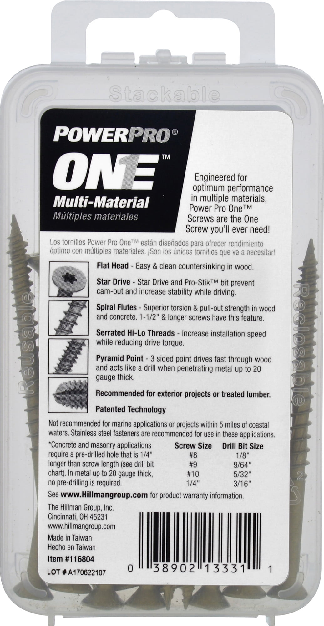 (3 pack) Power Pro Exterior Multi-Material Screws, #10 x 3", Steel, Epoxy, Bronze, 15 pack