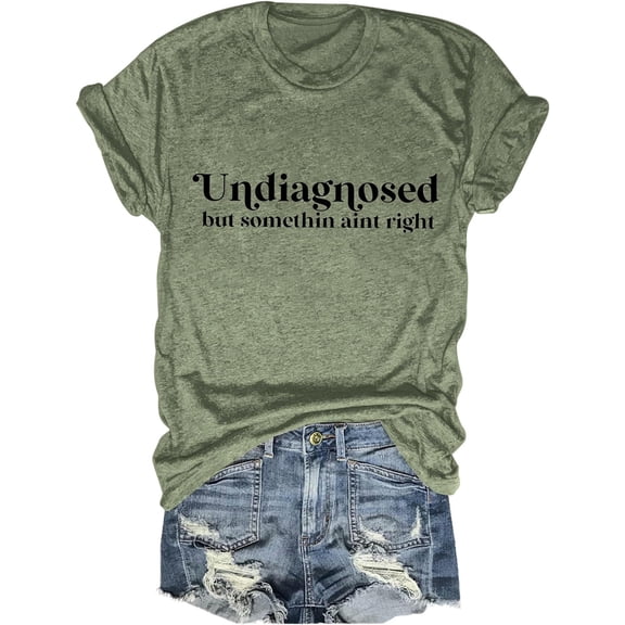 Womens Spring Tops Crewneck Casual Regular Fit T-Shirt Letter Print Short Sleeve Basic Tees