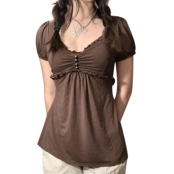 Fairy Grunge Y2k Shirts Vintage Graphic Print Aesthetic Crop Tops 90s E Girls Slim Fit Fairycore Tees