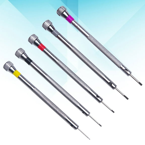 Worgeous Portable Steel Screwdriver Kit for Eyeglasses Repair Silver Color 5pcs