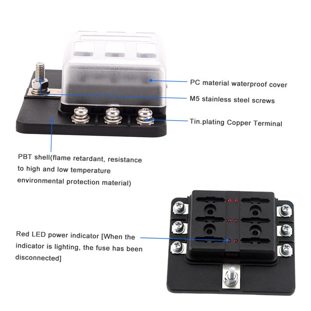 6 Way Blade Fuse Box Holder Standard Blade Fuse Blocks con Indicador LED 10Pcs Fuses 10Pcs Irfora http://www.guphotos.com/images/K/9/K6229/K6229-1-c44e-Jyxl.jpg