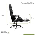 thumbnail image 2 of Silla Gamer Ergonómica Lumax Reclinable Respaldo Alto Reposa Pies Gris ZGS-955-CA, 2 of 4
