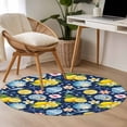 thumbnail image 5 of Summer Beach Round Living Room Rugs 3.3 ft, Ocean Starfish Shell Coastal Conch Lemon Flowers Blue Washable Area Rug with Non-Slip Sturdy Edge Binding Round Front Door Mat Floor Carpet for Entryway, 5 of 9