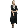 thumbnail image 2 of Bimba Women's Designer Black Cowl Drape Maxi Dress With Printed Tassel Scarf-10, 2 of 5