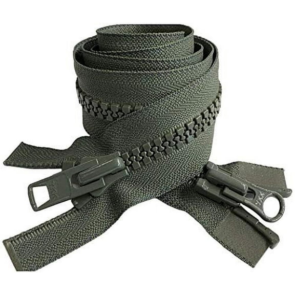#10 Vislon Molded Separating Two-Way YKK Heavy Duty Jacket Zipper - Choose Your Length & Color - 1 Zipper Per Pack - Made in The United States (Olive Green - 567, 30" Inches)