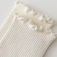 thumbnail image 6 of AVRNLIQ Womens Ruffle Crew Socks Lettuce Edge Frilly Preppy Ribbed Stretchy Breathable Beige Free Size, 6 of 6