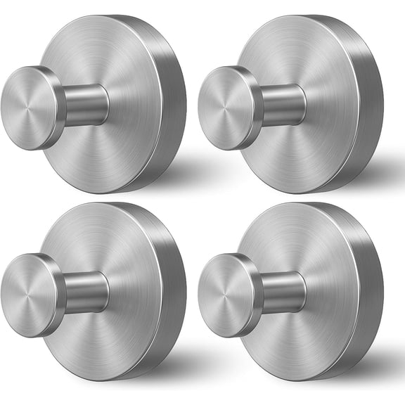 Suction Cup Hooks for Shower – 4 Pack Removable Towel Hooks for Bathroom, Glass Window – Heavy Duty Stainless Steel (Silver)