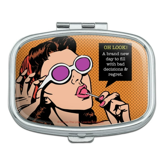 Oh Look a Brand New Day to Fill with Bad Decisions and Regrets Funny Humor Rectangle Pill Case Trinket Gift Box