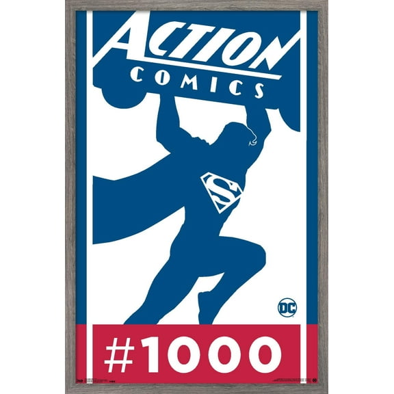 DC Comics - Superman - Action Comics 1000 Wall Poster, 14.725" x 22.375", Framed