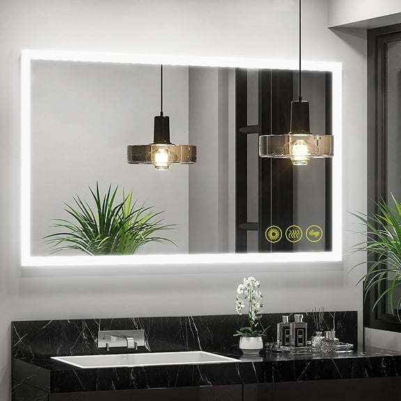 Brio Lighting SmartGlow 36x48" Rectangular Dimmable LED Frameless Anti-Fog Bathroom Vanity Mirror - Clear