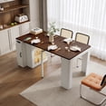 thumbnail image 4 of HORIZON Extendable Dining Table With 3 Removable Middle Leaves, Mobile Rolling Island Table With Power Outlet, Saving-space Cabinet With Storage For Dining Room And Living Room,Walnut, 4 of 22