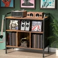 thumbnail image 7 of HOHYN 3-Tier Record Player Stand with Fixed Dividers, Holds 300+ Vinyl Albums, Industrial Vintage Turntable Table with Storage Cabinet for Record Player and Speakers, 7 of 7