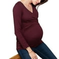 thumbnail image 2 of Leesechin Maternity Shirts Women Pregnant Nusring V-Neck Long Sleeve Tops Solid Ruffle Blouse Top, 2 of 9