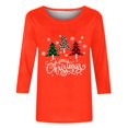 thumbnail image 4 of Fheaev Ugly Christmas Hoodie Sweatshirt For Women Graphic Christmas Tree Printed Winter Holiday Pullovers T-Shirt Blouse Top Crew-Neck 3/4 Sleeves Loose Casual Funny Christmas Sweaters, 4 of 5