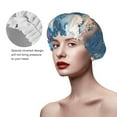 thumbnail image 4 of YFYANG Women's Double Waterproof Shower Cap, Blue Abstract Watercolor Reusable Hair Cap for All Hair Styles and Head Sizes, 4 of 9