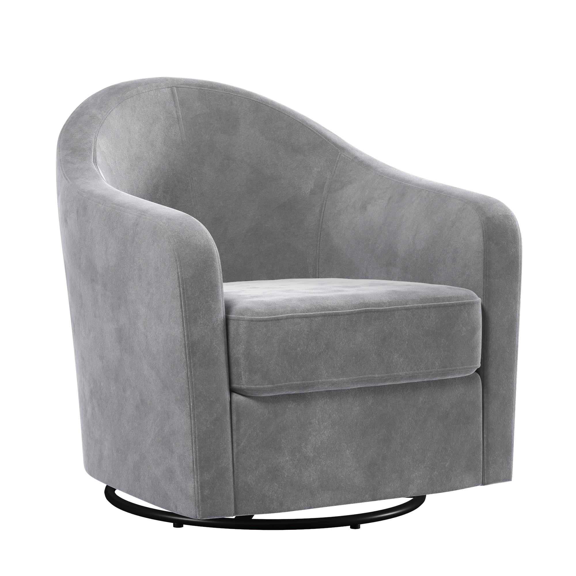 DHP Gentle Swivel Curved Accent Chair, Light Gray Velvet