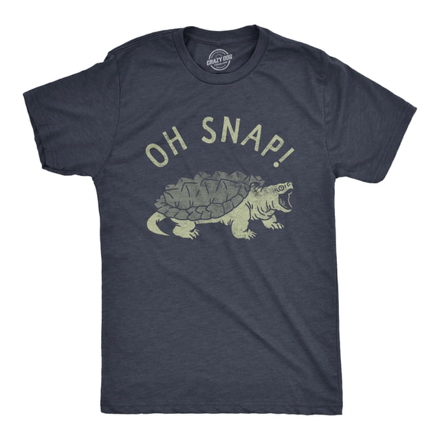 Mens Oh Snap T Shirt Funny Sarcastic Snapping Turtle Joke Tee for Guys (Heather Navy) - S