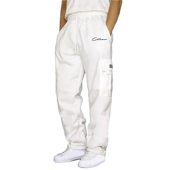 Wyzesi Maxi Pants for Men Guest Long Sleeve Male Pants with Pockets In Cozy Jogger Sweatpants for Men Winter Plush and Thick Plush Warm Loose Casual Pants for Men's Oversized Leggings