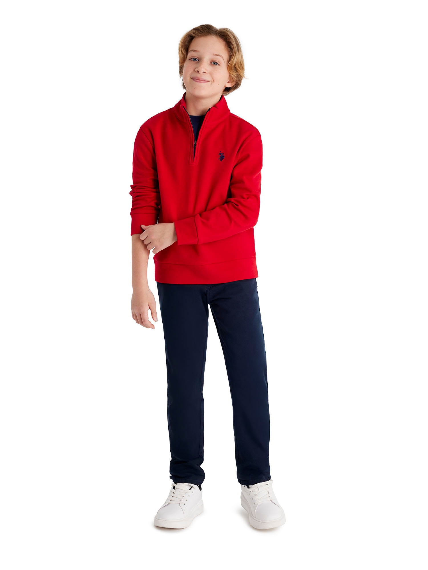 U.S. Polo Assn. Boys Interlock Quarter Zip, Sizes 4-18