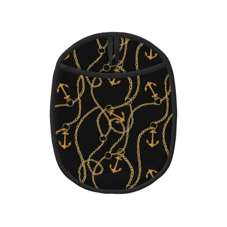 

vintage golden anchor chain black Pot Holders for Kitchen - Heat Resistant Oven Mitts Hot Pads with Pocket Non Slip Silicone Pot Holders Cuteness Hanging Loop Potholders for Kitchen Baking