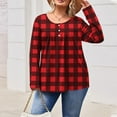 thumbnail image 3 of Henley Shirts for Women Plus Size Fashion Long Sleeve Tops Pleated Casual Trendy Fall Spring Outfits(Red, 5XL), 3 of 6