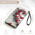 thumbnail image 6 of Womens Wallet Bifold Ladies Cluth Bag Wristlet Wrist Strap Long Purse Red Butterfly Wreath Design, 6 of 6