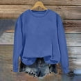 thumbnail image 2 of HVOBTTY Womens Long Sleeve Pullover Sweatshirt, Fall Tops for Women, Women's Solid Color Crew Neck Loose Fleece Pullover Sweatshirt Dark Blue, S, 2 of 5