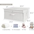 thumbnail image 2 of Caja de almacenamiento extragrande con tapa de tela, con tapa abierta, cajas de almacenamiento con divisor, caja de tela con asas, rayas grises y blancas, 2 unidades, 2 of 4