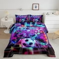 thumbnail image 2 of Castle Fairy Gamer Queen Comforter Set,Futuristic Plaid Grid Bedding Comforter Set, 2 of 8