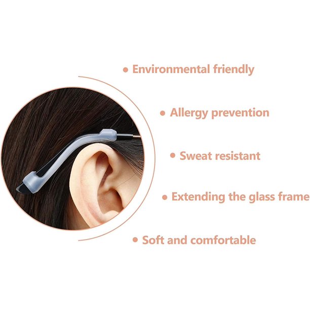 12 pares de almohadillas de silicona para gafas, almohadillas antideslizantes para gafas, gancho para la oreja, correa para gafas, soporte para gafas de lectura, negro, blanco