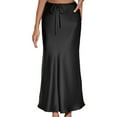 thumbnail image 1 of Gibobby faldas de lentejuelas para mujer Vestido largo de satén de color liso para mujer Vestido con cordón de cintura alta(Negro, XL), 1 of 5