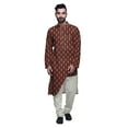 thumbnail image 1 of Atasi Printed Casual Asymmetric Kurta Pyjama For Men Designer Long Kurta Set, 1 of 4