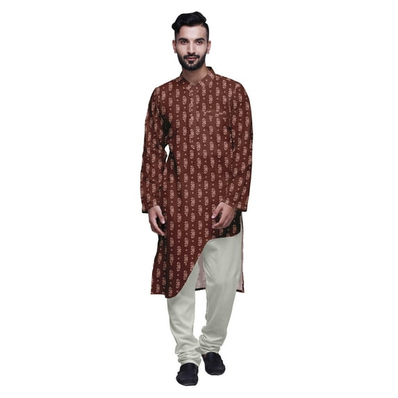 Atasi Printed Casual Asymmetric Kurta Pyjama For Men Designer Long Kurta Set