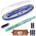 thumbnail image 1 of Fountain Pen Retractable 0.38mm Blue&black Ink Transparent Barrel Includes 5 Refillable Ink Cartridges for Smooth Writing No Leaking (Green), 1 of 6