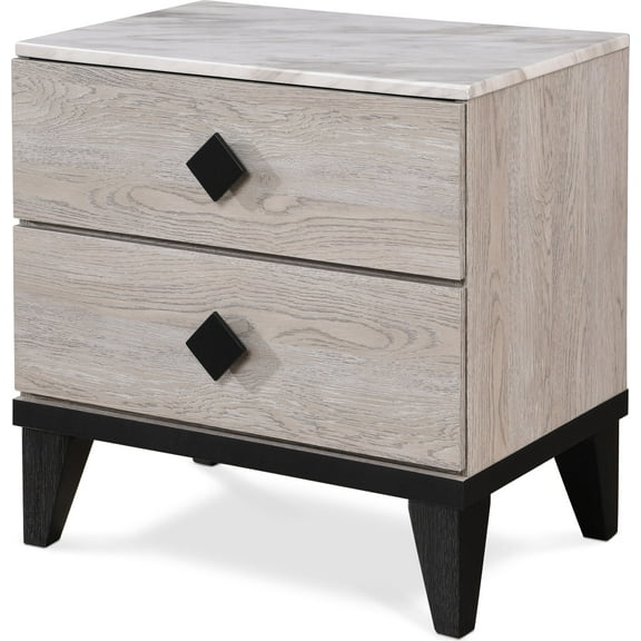 Adore Decor Micah Modern Square Nightstand End Table with 2 Drawers, Beige