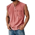 thumbnail image 2 of Men's Summer Sleeveless Casual Distressed Muscle Relaxed Fit Vintage Henley Shirts Loose Fit Tank Top, 2 of 5