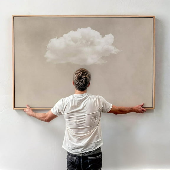 Above Bed Cloud Wall Art, Neutral Horizontal Framed Art, Landscape Bedroom Decor, Beige Sky Art, Whimsical Wall Decor Over The Bed Wall Art, Modern Wall Decor, 8x12 UNFRAMED