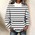 thumbnail image 4 of Kizanda Women Striped Mock Neck Sweatshirt with Front Pocket Loose Fit Printed Fashion Long Sleeve Pullover Sweatshirt Casual Outdoor Soft Raglan Sleeve Fall Winter Blouses XXL, 4 of 7