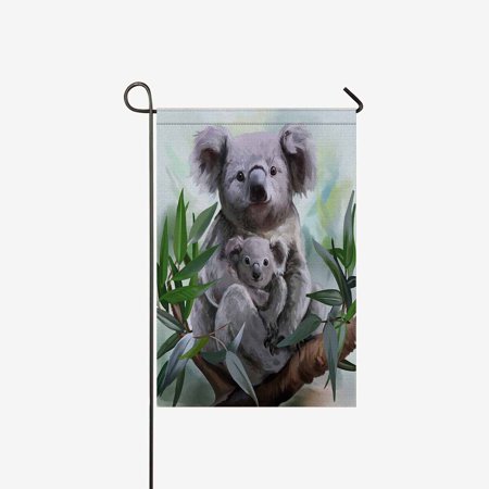 SUNENAT Watercolor Animal Koala and Her Baby on Tree Garden Flag House Banner  Decorative Yard Flag for Wishing Party Home Outdoor Decor  12  x 18  (Without Flagpole)