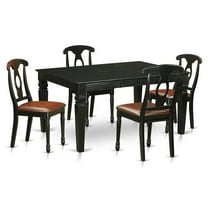East West Furniture Weston 5-piece Wood Dining Set with Leather Chairs in Black