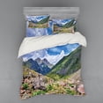 thumbnail image 1 of Ambesonne Landscape Bedding Set 4 Pcs, Mountain Wild Rhubarb, Queen, Multicolor, 1 of 3