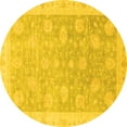 thumbnail image 1 of Ahgly Company Machine Washable Indoor Round Oriental Yellow Modern Area Rugs, 6' Round, 1 of 4