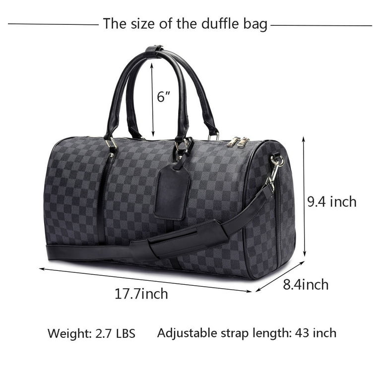 MK Gdledy Checkered Bag Travel Duffel Bag Weekend Overnight Luggage  Shoulder Bag For Men Women -Black Checkered