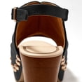 thumbnail image 5 of FSJ Women Studded Platform Heels Slingback Sandals Wooden Block Heel Ankle Strap Peep Toe Mules Shoes Size 5 Black, 5 of 5