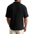 thumbnail image 4 of Uwinwear Mens Big and Tall Button Down Shirts Gauze Short Sleeve Collared Shirt Regular Fit Summer Casual Work Clothes Casual Textured Tops,Black,XL, 4 of 5