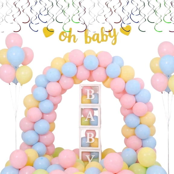 Kicpot Baby Gender Reveal, Shower Decorations, Baby Balloon Boxes Set, Balloons and “Oh Baby” Banner