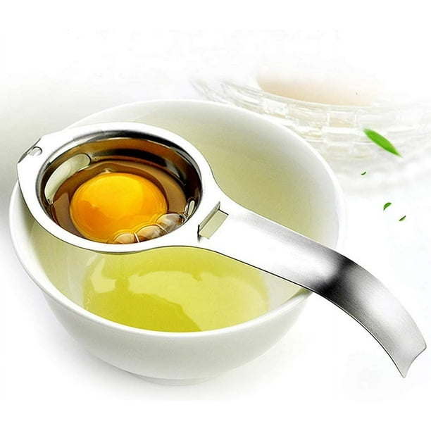 Filtro divisor de yema de acero inoxidable, separador de clara de huevo para cocina, herramienta apta para lavavajillas (plata)
