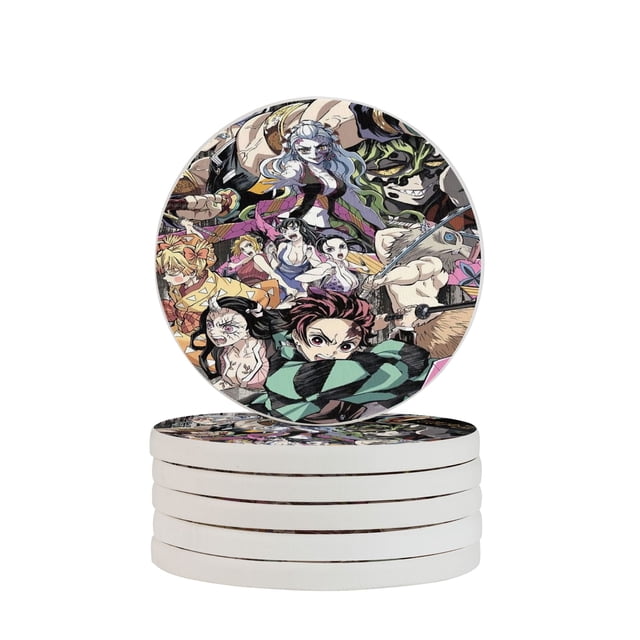 Posavasos de tierra de diatomeas absorbente Demon Slayer, el aislamiento antideslizante de tierra de diatomeas inodoro protege la superficie de la mesa contra daños Talla única