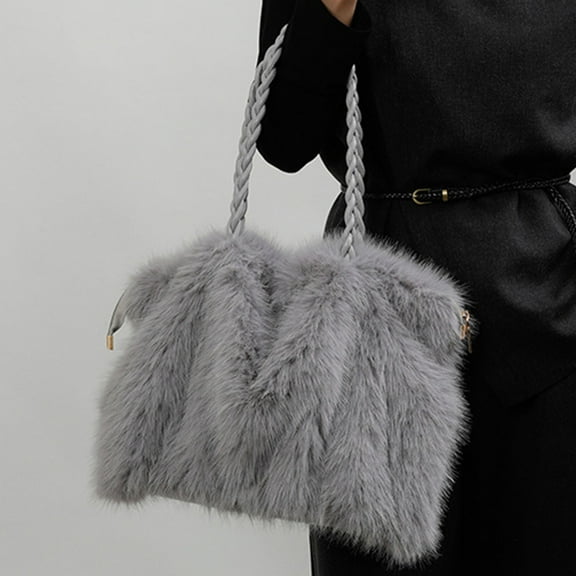 breaise Furry Purse Winter Fluffy Bags for Women Fuzzy Tote Bag Handbags Faux Fur Bag Fluffy Shoulder Bag