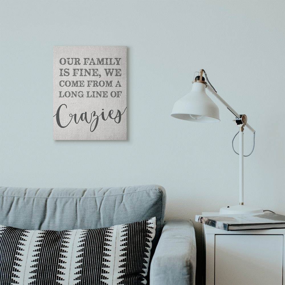 Stupell Industries Family Of Crazies Funny Wood Texture Word Design Canvas Wall Art by Daphne Polselli